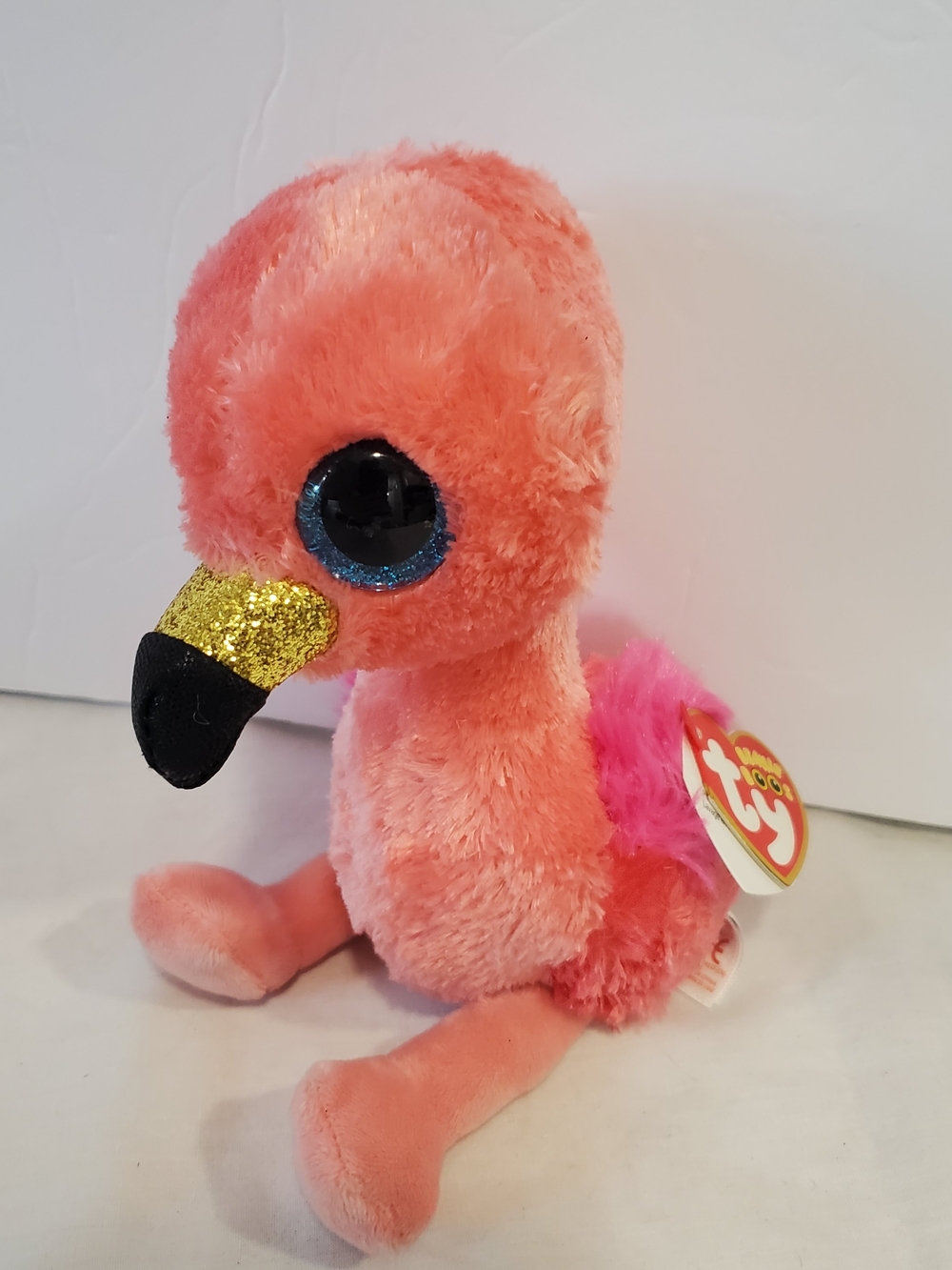 Ty Pink Flamingo Plush with Gold Glitter Beak